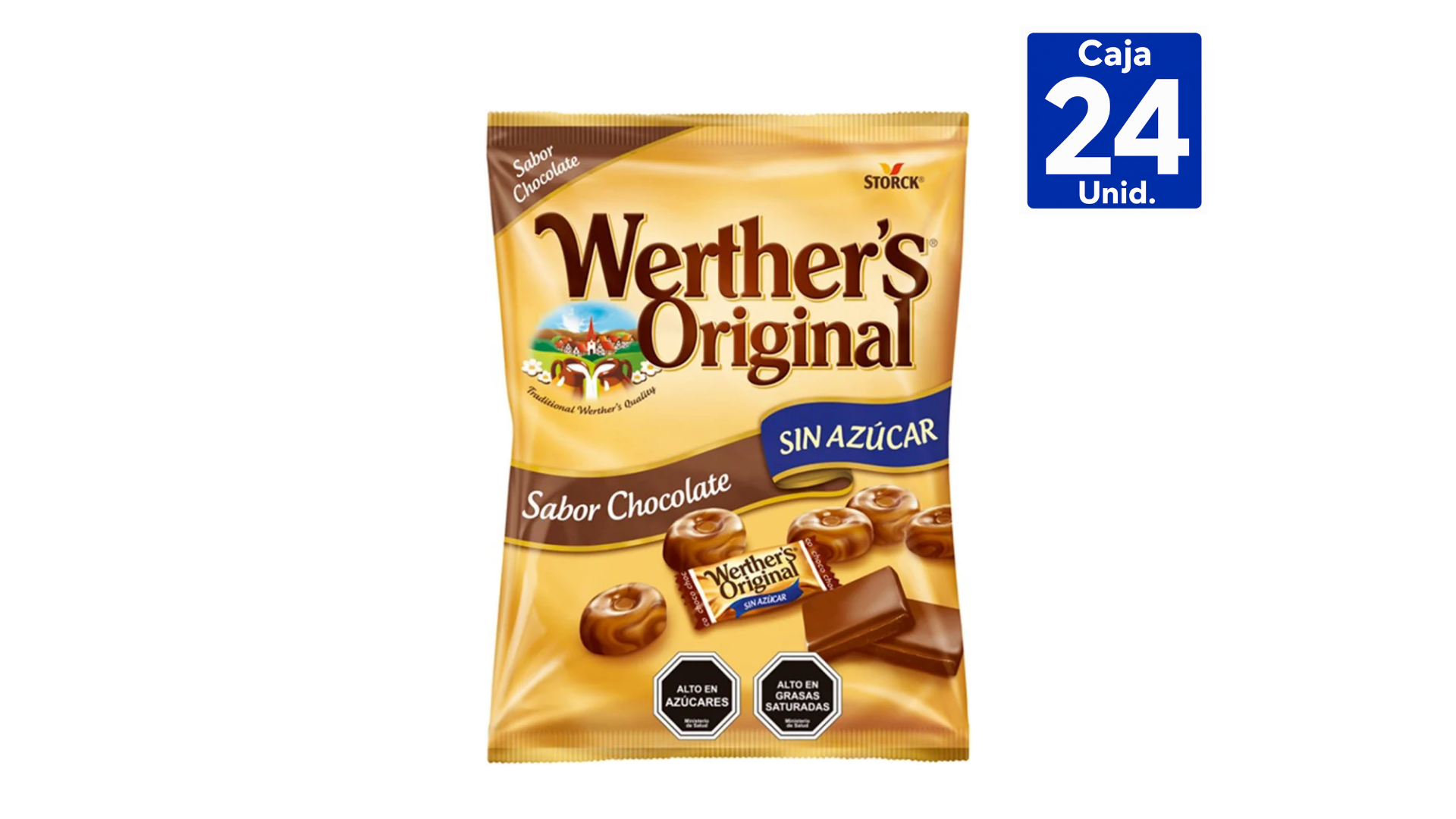 CARAMELO DURO WERTHER`S SABOR CHOCOLATE S/AZÚCAR 60GR