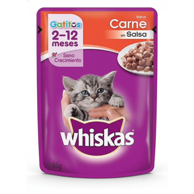 WHIS GATITO SOBRE CARNE EN SALSA 12X85G