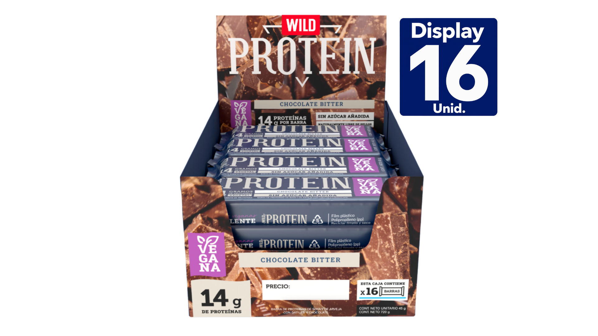 WILD PROTEIN VEGANA CHOCOLATE BITTER 16