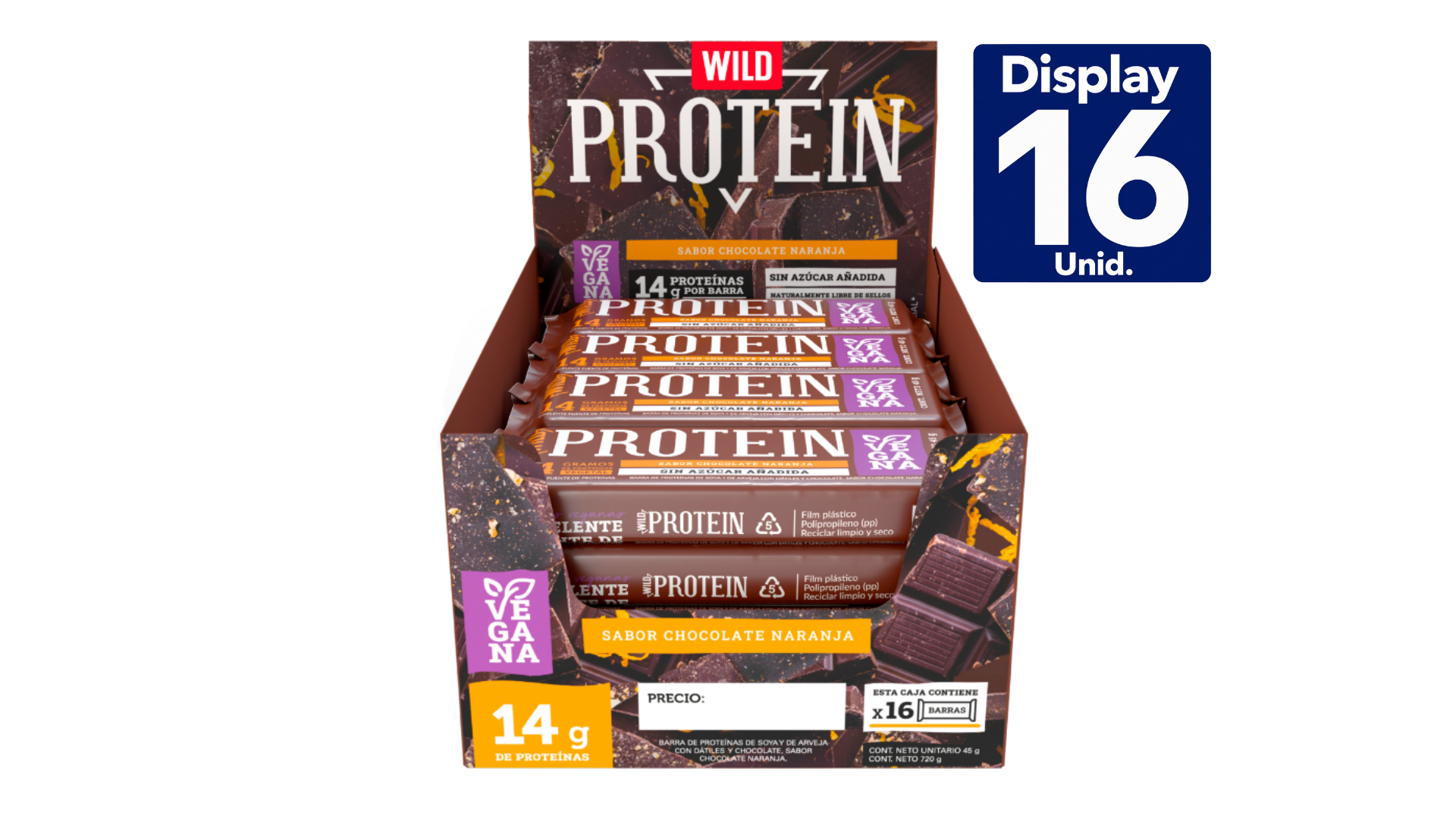 WILD PROTEIN VEGAN NARANJA BITTER 16 UDS