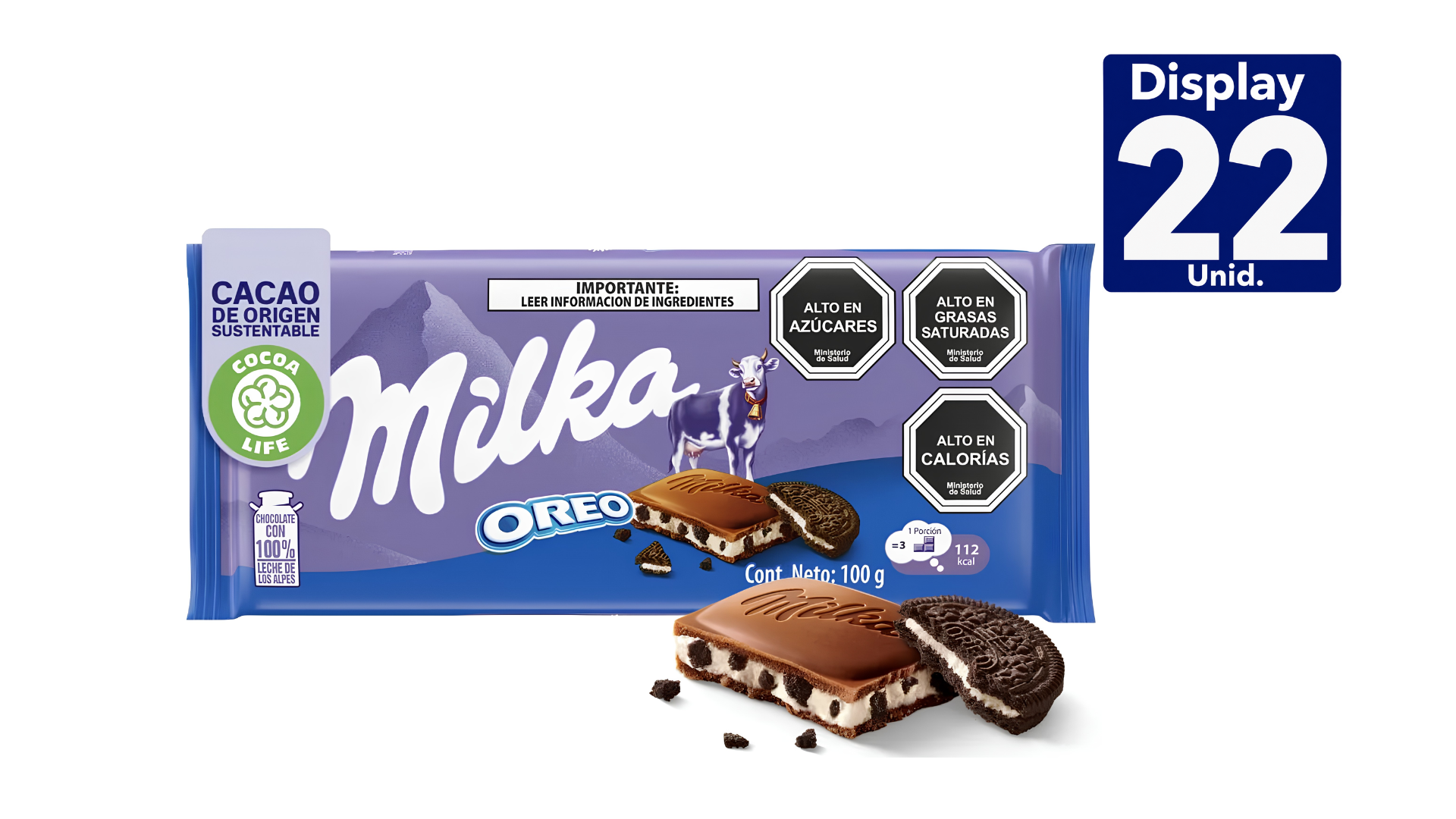 TABLETA DE CHOCOLATE MILKA OREO 100GR