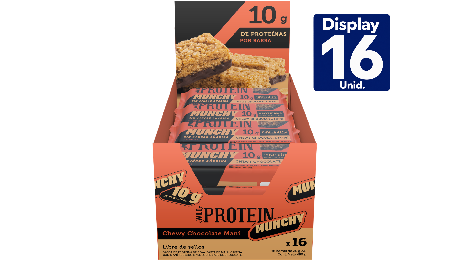 WILD PROTEIN MUNCHY BAR CHOCO MANÍ 30 GR