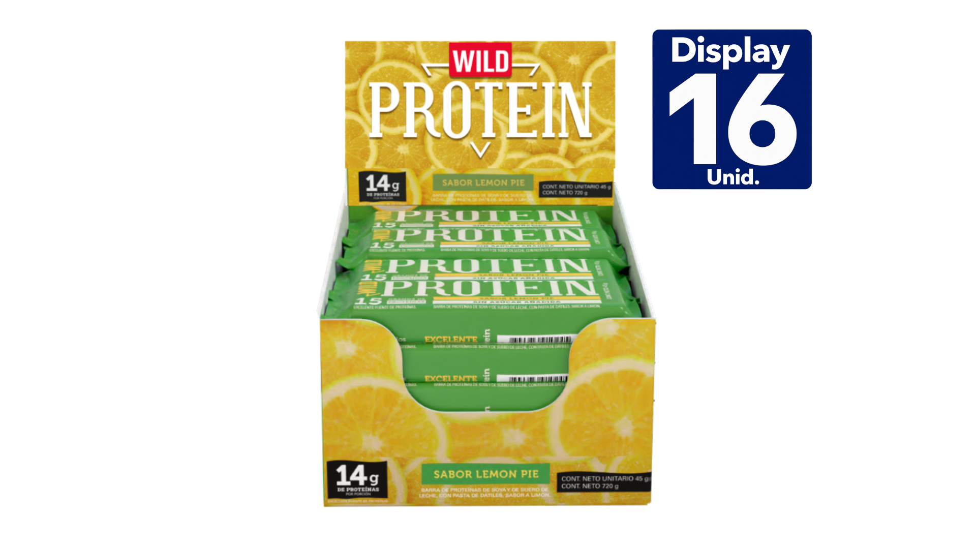 WILD PROTEIN LEMON PIE 45G 16U DISPLAY