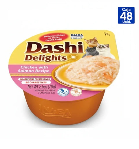 DASHI SNACK HÚMEDO P/GATO POLLO SALMON 70G