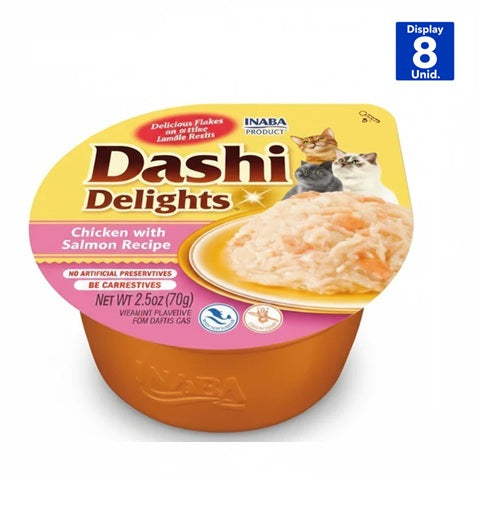 DASHI SNACK HÚMEDO P/GATO POLLO SALMON 70G