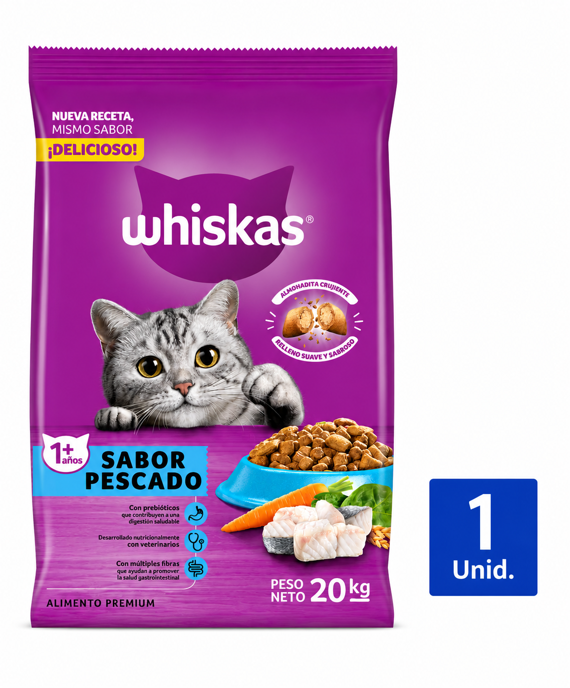 WHISKAS 1+ AÑOS PESCADO 20KG